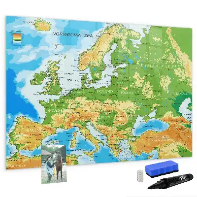 Schreib-Magnettafel mit geografischer Weltkarte
