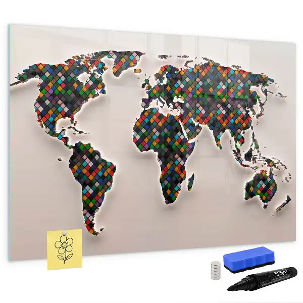Schreib-Magnettafel mit Motiv abstrakte Weltkarte