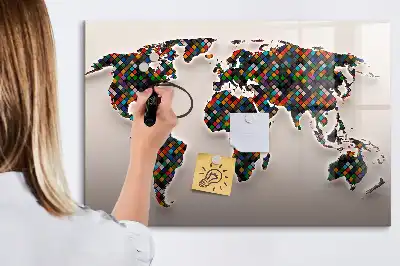 Schreib-Magnettafel mit Motiv abstrakte Weltkarte