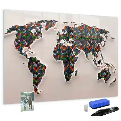 Schreib-Magnettafel mit Motiv abstrakte Weltkarte