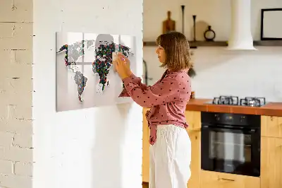 Schreib-Magnettafel mit Motiv abstrakte Weltkarte