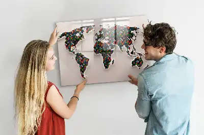 Schreib-Magnettafel mit Motiv abstrakte Weltkarte