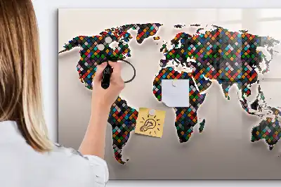 Schreib-Magnettafel mit Motiv abstrakte Weltkarte