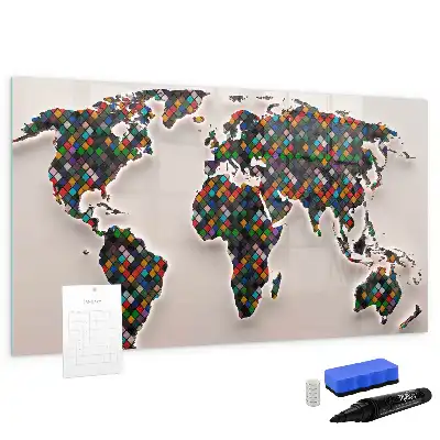 Schreib-Magnettafel mit Motiv abstrakte Weltkarte