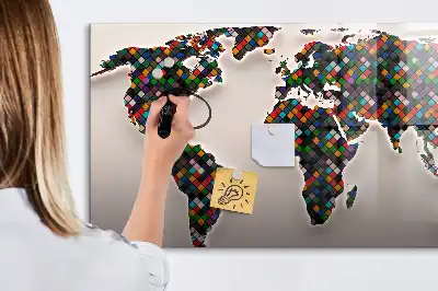 Schreib-Magnettafel mit Motiv abstrakte Weltkarte