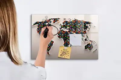 Schreib-Magnettafel mit Motiv abstrakte Weltkarte