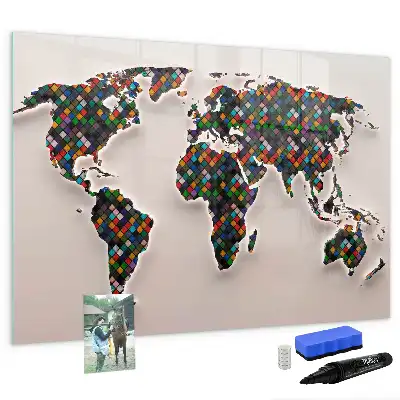 Schreib-Magnettafel mit Motiv abstrakte Weltkarte