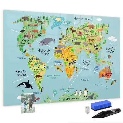 Beschreibbare Magnettafel mit Tier-Weltkarte