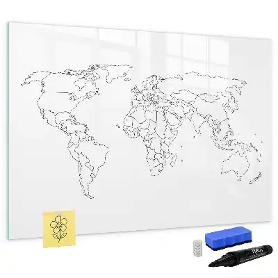 Schreib-Magnettafel in Form einer Weltkarte