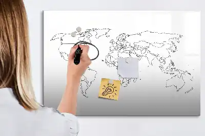 Schreib-Magnettafel in Form einer Weltkarte