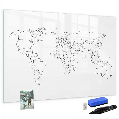 Schreib-Magnettafel in Form einer Weltkarte