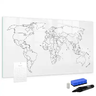 Schreib-Magnettafel in Form einer Weltkarte