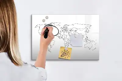 Schreib-Magnettafel in Form einer Weltkarte