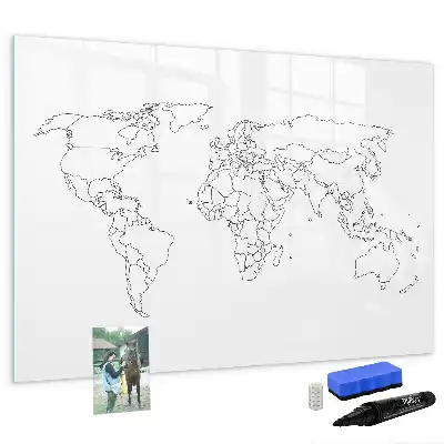Schreib-Magnettafel in Form einer Weltkarte