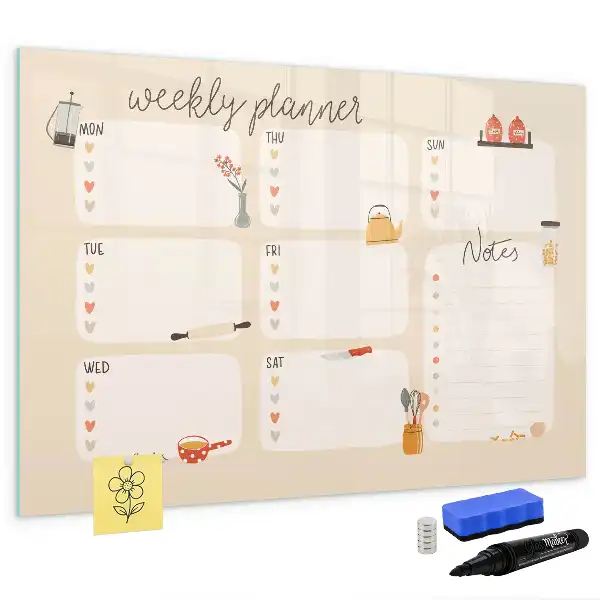 Wochenplaner als beschreibbare Magnettafel