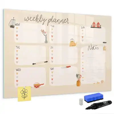 Wochenplaner als beschreibbare Magnettafel