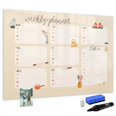 Wochenplaner als beschreibbare Magnettafel