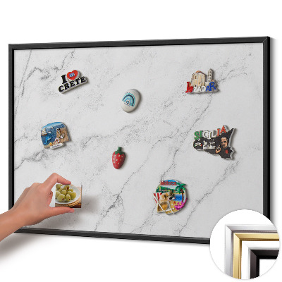Magnettafel mit schwarzem Rahmen Zarter heller Marmor