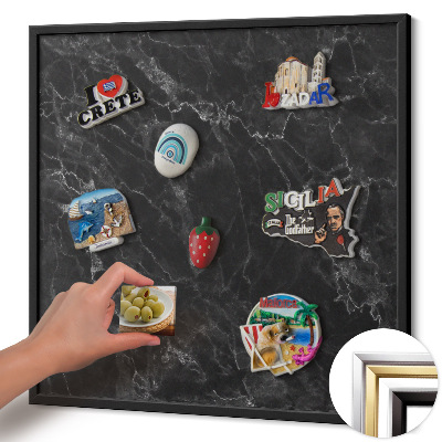 Magnettafel mit schwarzem Rahmen Elegantes schwarzes Marmor