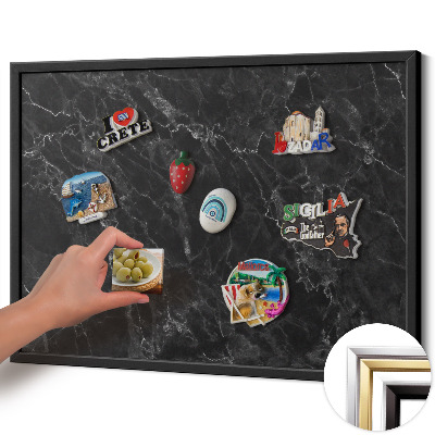 Magnettafel mit schwarzem Rahmen Elegantes schwarzes Marmor