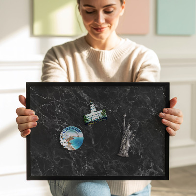 Magnettafel mit schwarzem Rahmen Elegantes schwarzes Marmor