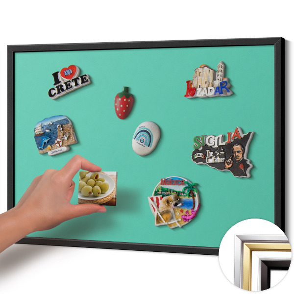 Magnettafel mit schwarzem Rahmen Farbe Mint