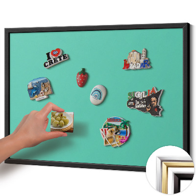Magnettafel mit schwarzem Rahmen Farbe Mint