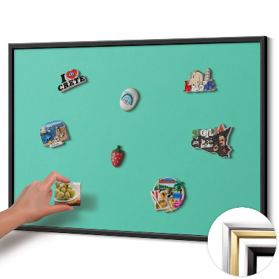 Magnettafel mit schwarzem Rahmen Farbe Mint