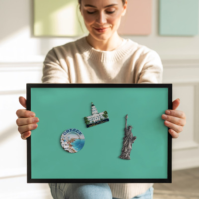 Magnettafel mit schwarzem Rahmen Farbe Mint