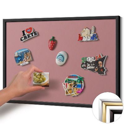Magnettafel mit schwarzem Rahmen Farbe Pastellrosa