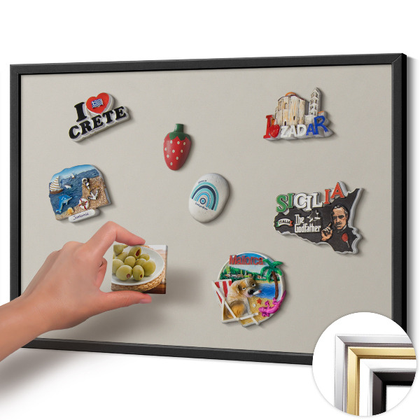 Magnettafel mit schwarzem Rahmen Farbe Creme