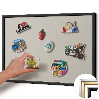 Magnettafel mit schwarzem Rahmen Farbe Creme