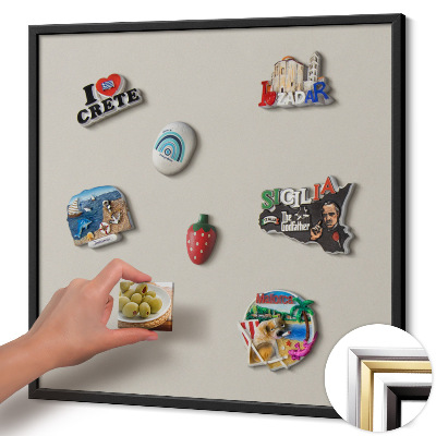 Magnettafel mit schwarzem Rahmen Farbe Creme