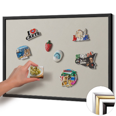 Magnettafel mit schwarzem Rahmen Farbe Creme