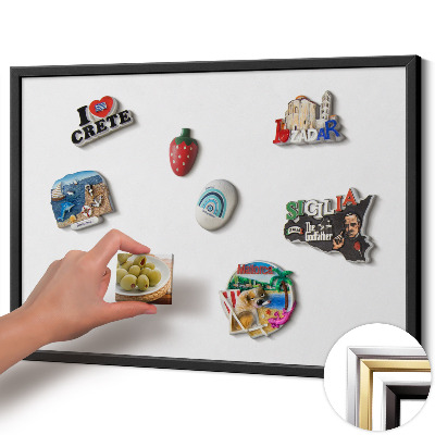 Magnettafel mit schwarzem Rahmen Farbe Weiß