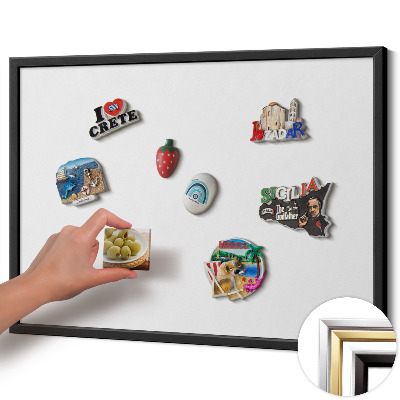 Magnettafel mit schwarzem Rahmen Farbe Weiß