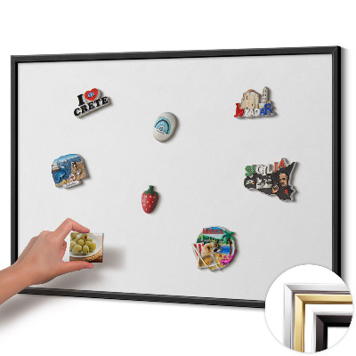 Magnettafel mit schwarzem Rahmen Farbe Weiß
