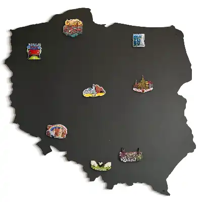 Magnettafel aus Metall mit Motiv der Karte von Polen für Souvenirs