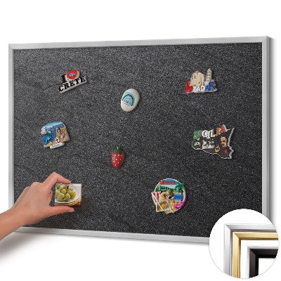 Magnettafel mit silbernem Rahmen Steinwandstruktur