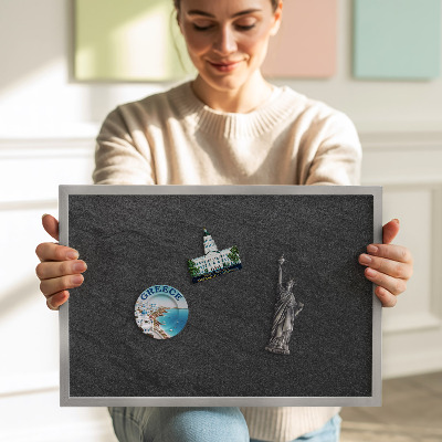Magnettafel mit silbernem Rahmen Steinwandstruktur