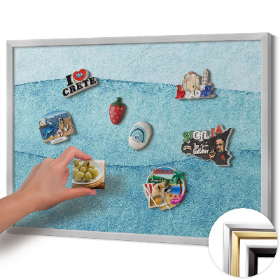 Magnettafel mit silbernem Rahmen Aquarellblaue Wellen
