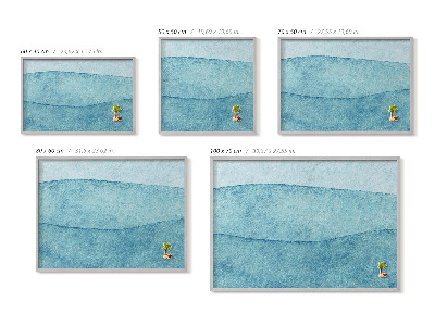 Magnettafel mit silbernem Rahmen Aquarellblaue Wellen