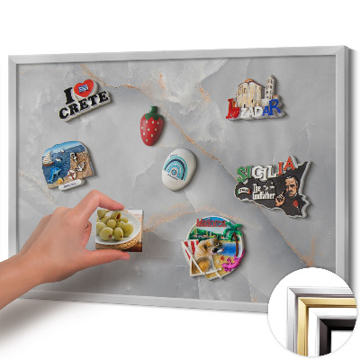 Magnettafel mit silbernem Rahmen Elegantes dekoratives Marmor