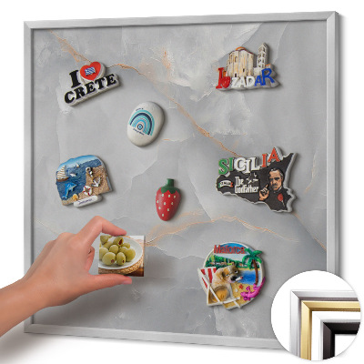 Magnettafel mit silbernem Rahmen Elegantes dekoratives Marmor