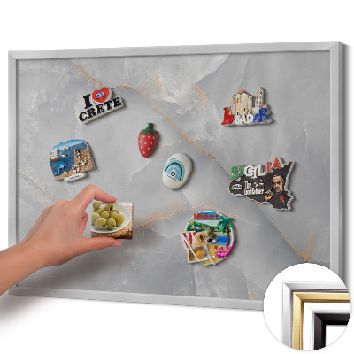 Magnettafel mit silbernem Rahmen Elegantes dekoratives Marmor