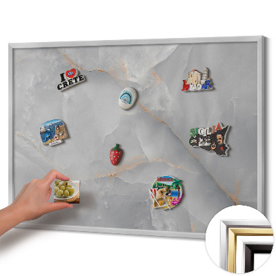 Magnettafel mit silbernem Rahmen Elegantes dekoratives Marmor