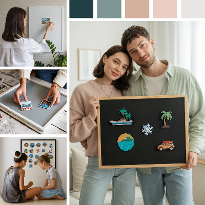 Magnettafel mit silbernem Rahmen Farbe Lila