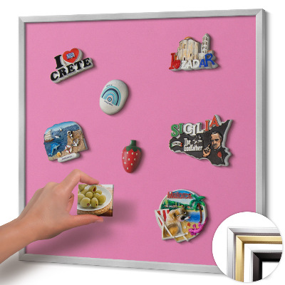 Magnettafel mit silbernem Rahmen Farbe Rosa