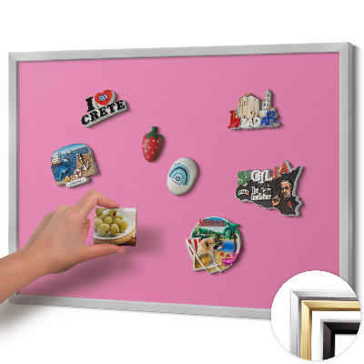 Magnettafel mit silbernem Rahmen Farbe Rosa