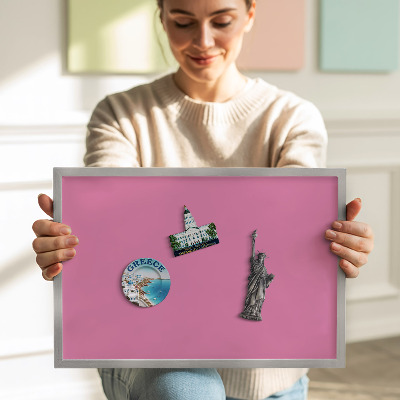 Magnettafel mit silbernem Rahmen Farbe Rosa
